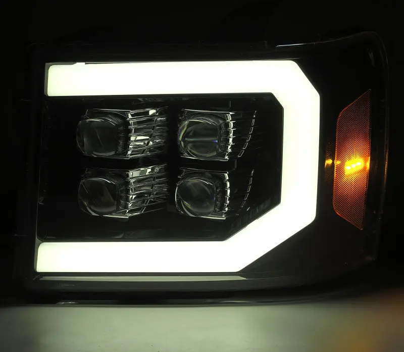 Alpharex 07-13 Gmc 1500Hd Nova Led Proj Headlight Plank Style Gloss Blk W/Activ Light/Seq Signal/Drl 2