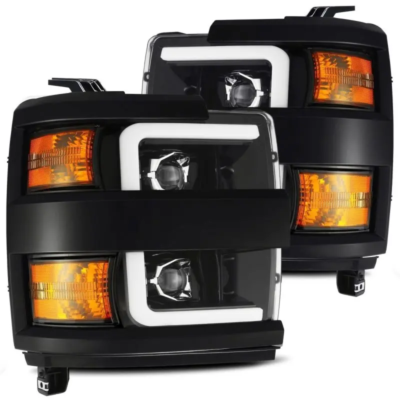 Alpharex 15-19 Chevy 2500Hd Pro-Series Proj Headlights Plank Jet Blk W/Activ Light/Seq Signal/Drl 2
