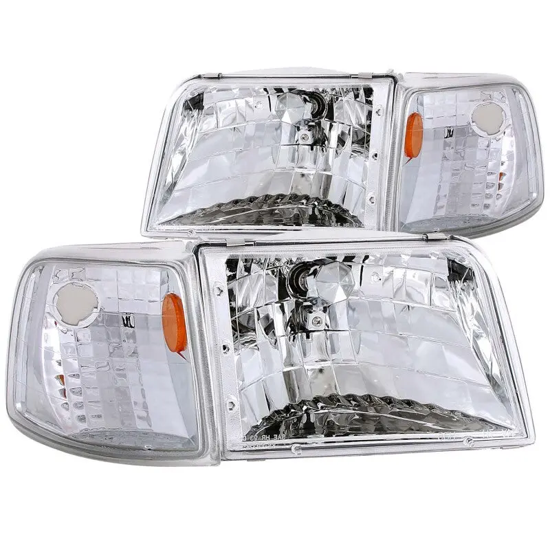 Anzo 1993-1997 Ford Ranger Crystal Headlights Chrome W/ Corner Lights 2Pc 2