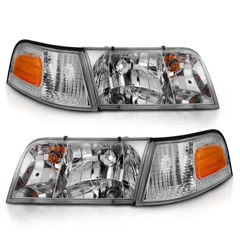 Anzo 1998-2005 Ford Crown Victoria Crystal Headlight Chrome With Bumper Light (Oe) 2