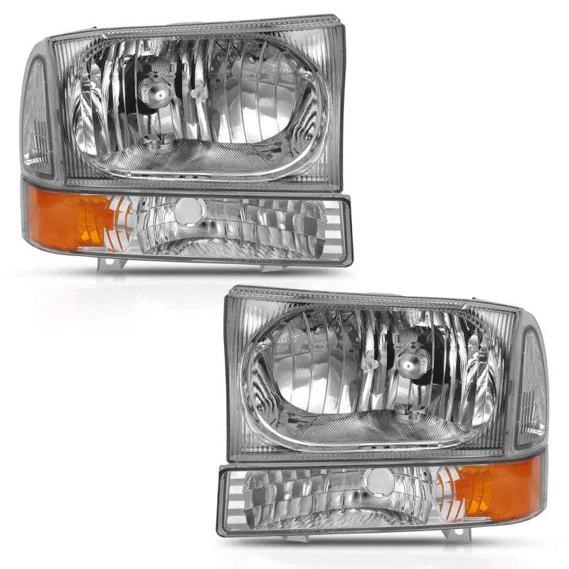 Anzo 2000-2004 Ford Excursion Crystal Headlight W/ Corner Light Chrome Amber (W/O Bulb) 2