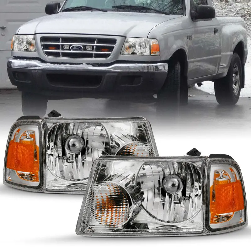 Anzo 2001-2011 Ford Ranger Crystal Headlight Chrome W/Corner Lights (Oe Replacement) 2
