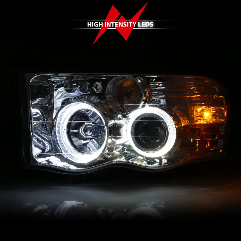 Anzo 2002-2005 Dodge Ram 1500 Projector Headlights W/ Halo Chrome Clear Amber 2
