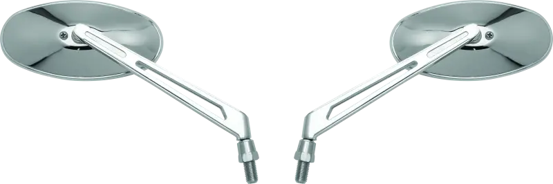 Bikemaster Oval Mirror Machined Arm W/10Mm/Yam 10Mm/Hd Adapters - Pair - Chrome 1