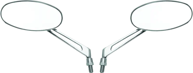 Bikemaster Oval Mirror Machined Arm W/10Mm/Yam 10Mm/Hd Adapters - Pair - Chrome 2