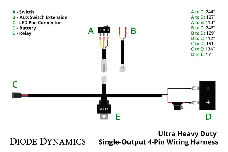 Diode Dynamics Ultra Heavy Duty Single Output 4-Pin Wiring Harness 2