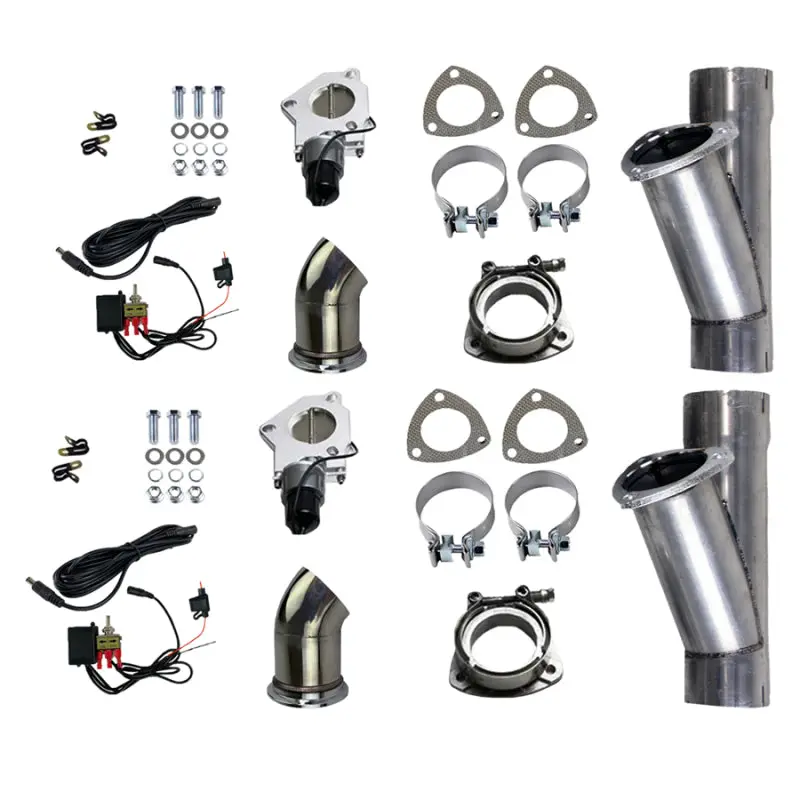 Granatelli 2.25In Alum Mild Steel Electronic Dual Slip Fit Exhaust Cutout W/Band Clamps 1