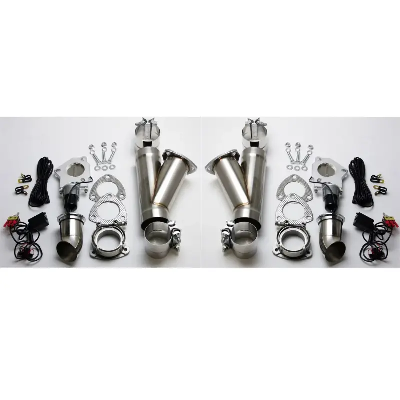 Granatelli 2.25In Alum Mild Steel Electronic Dual Slip Fit Exhaust Cutout W/Band Clamps 2