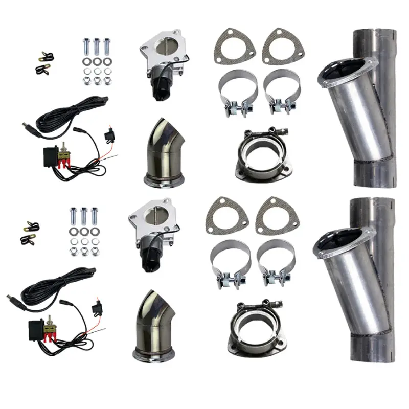 Granatelli 2.5In Aluminized Mild Steel Electronic Dual Exhaust Cutout W/Slip Fit & Band Clamp 1