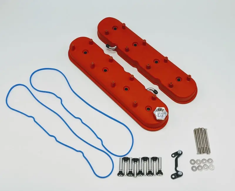 Granatelli 96-22 Gm Ls Tall Valve Cover W/Integral Angled Coil Mounts - Red Wrinkle (Pair) 1