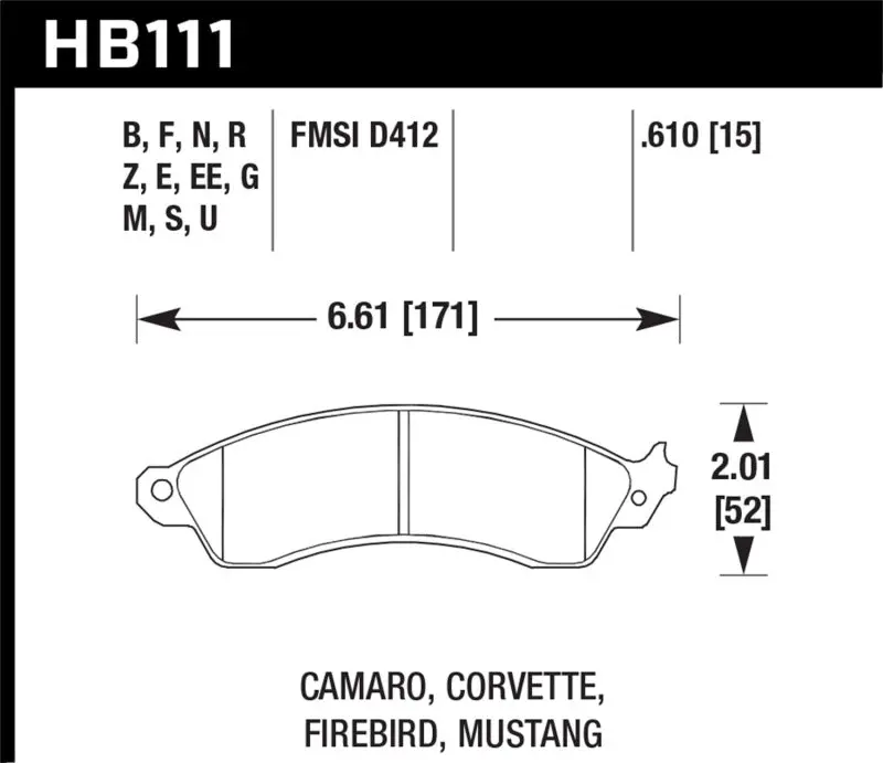 Hawk 94-04 Mustang Cobra / 88-95 Corvette 5.7L / 88-92 Camaro W/ Hvy Duty Brakes Dtc-60 Race Brake P 2