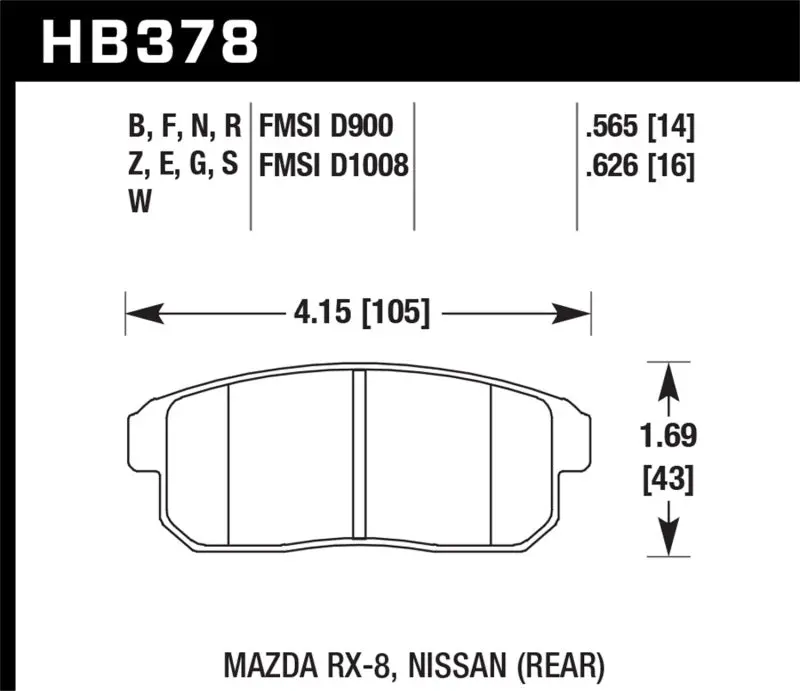 Hawk Mazda Rx-8 / Nissan Track Dtc-30 Race Rear Brake Pads 1