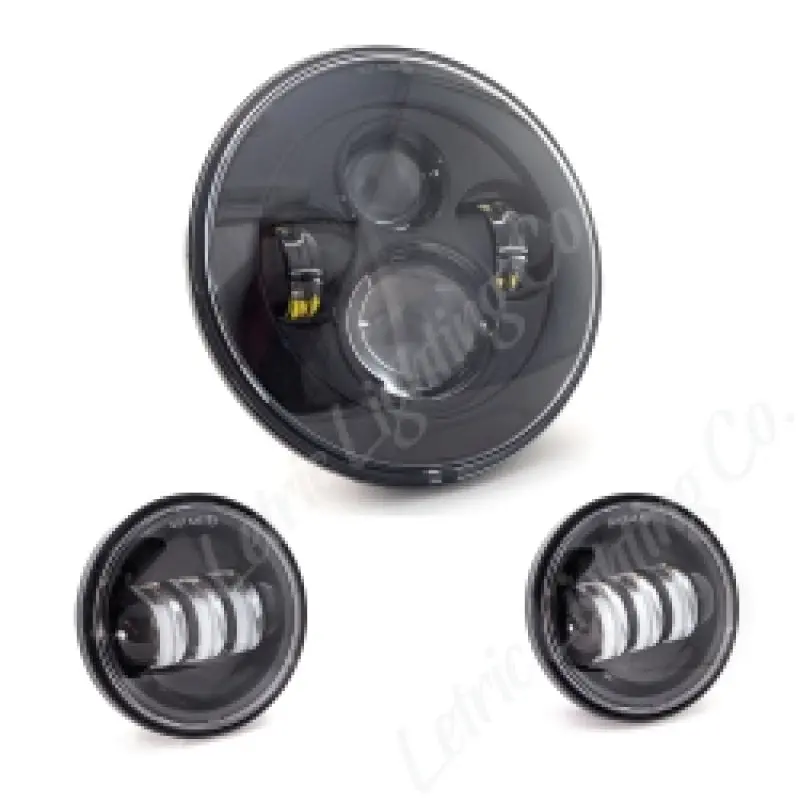 Letric Lighting 7? Led Black Premium Headlight With (2) 4.5? Black Passing Lamps 1