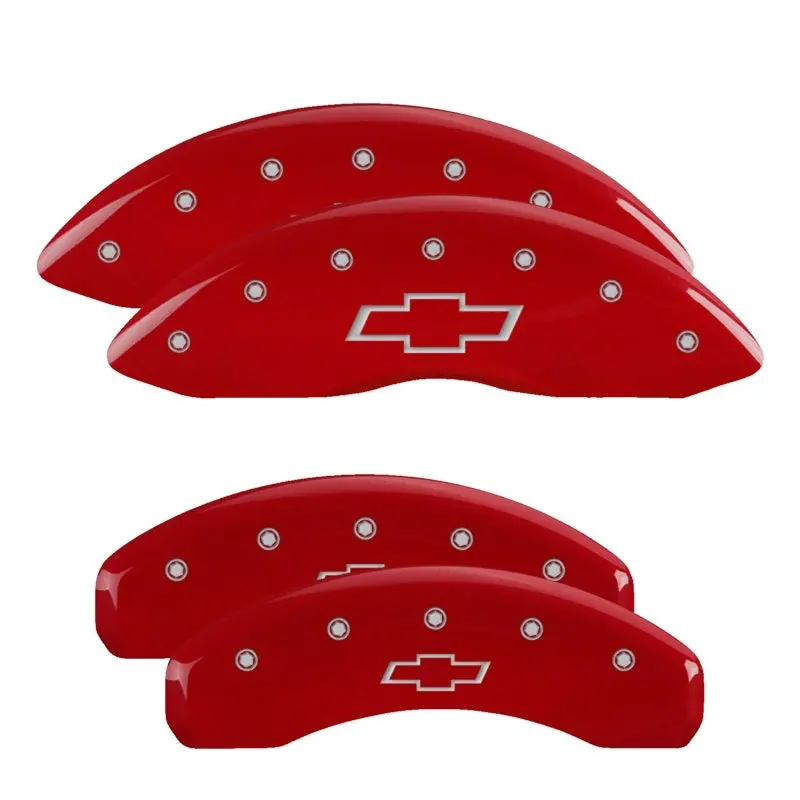 Mgp 4 Caliper Covers Engraved F & R Bowtie Red Finish Silver Char 2019 Chevrolet Silverado 1500 1