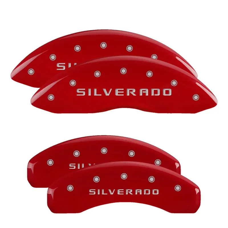 Mgp 4 Caliper Covers Engraved F&R Mgp Red Finish Silver Characters 2019 Chevrolet Silverado 1500 1