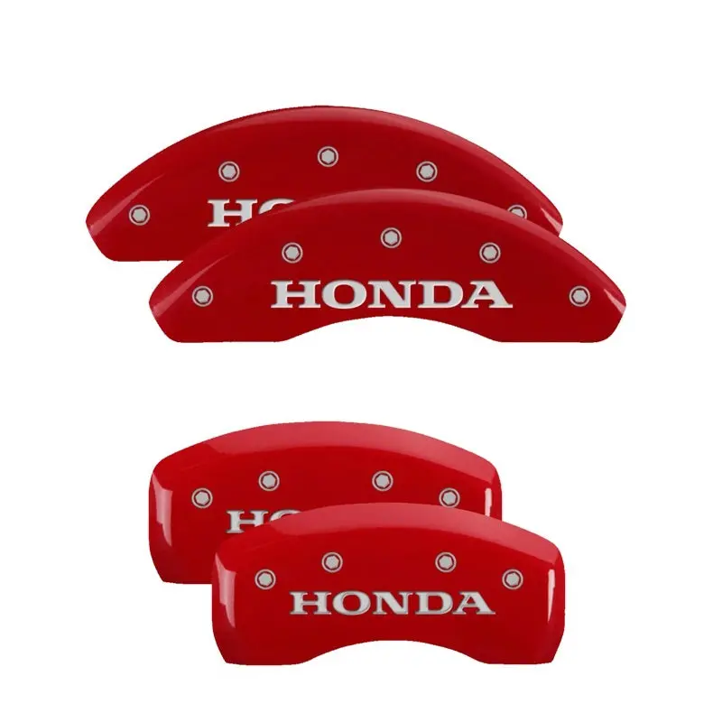 Mgp 4 Caliper Covers Engraved Front & Rear Red Power Coat Finish Silver Characters - Honda 1
