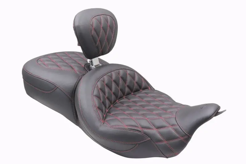 Mustang 08-25 Harley Fl Touring Rd King Sp, Rd Glide Ltd, Dble Diamond St Backrest - Black/Ab 1