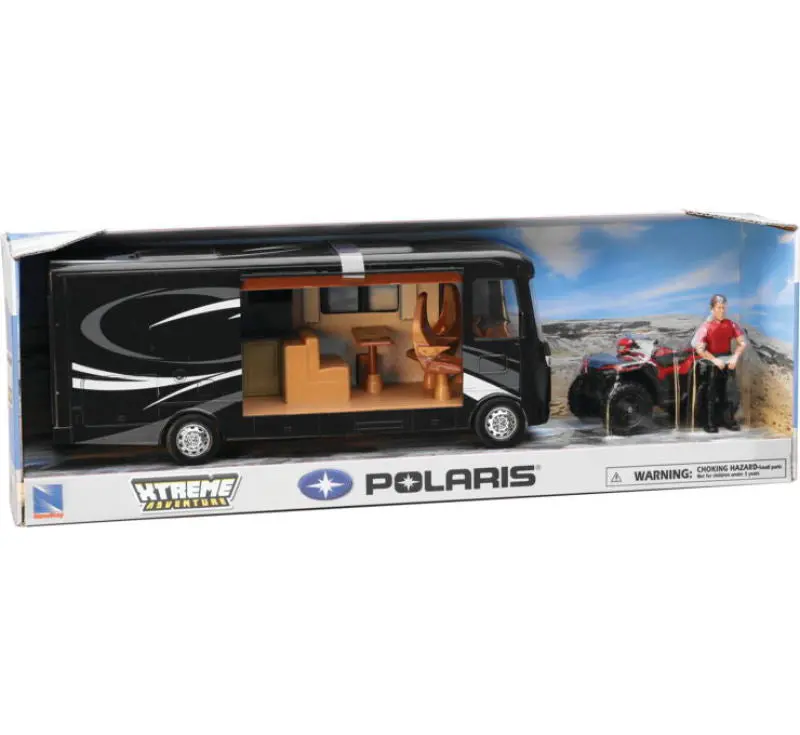 New Ray Toys Polaris Sportsman With Rv Van And Figurine 1