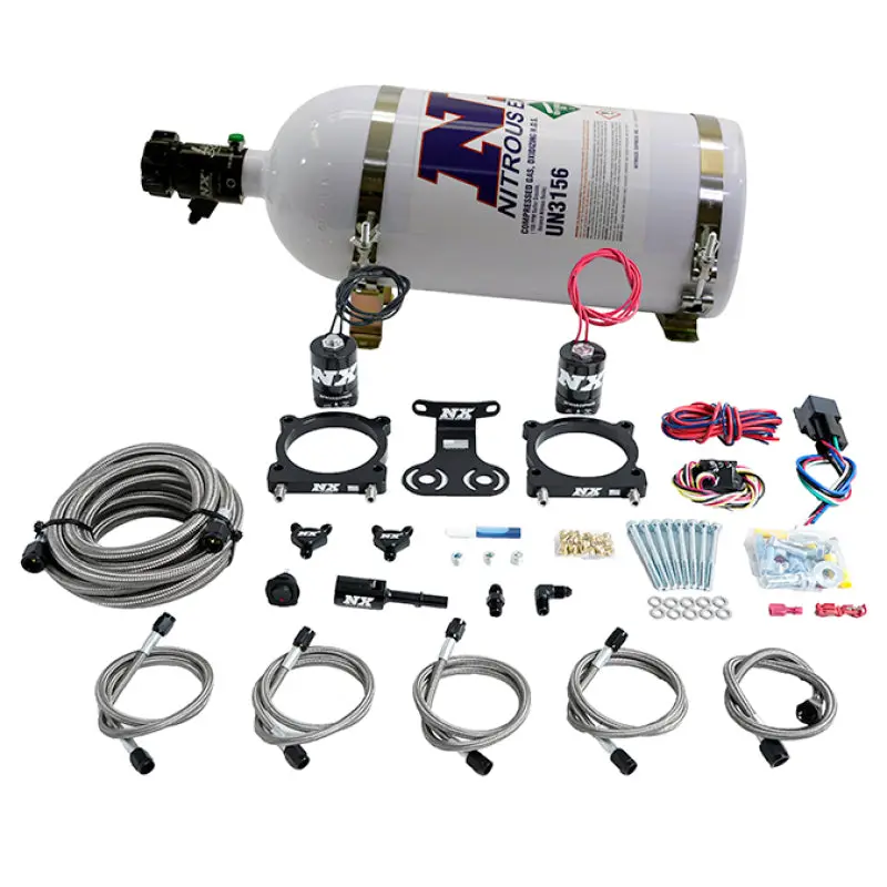 Nitrous Express 2024+ Ford Mustang 5.0L Dual Throttle Body Plate System W/10Lb Bottle 1