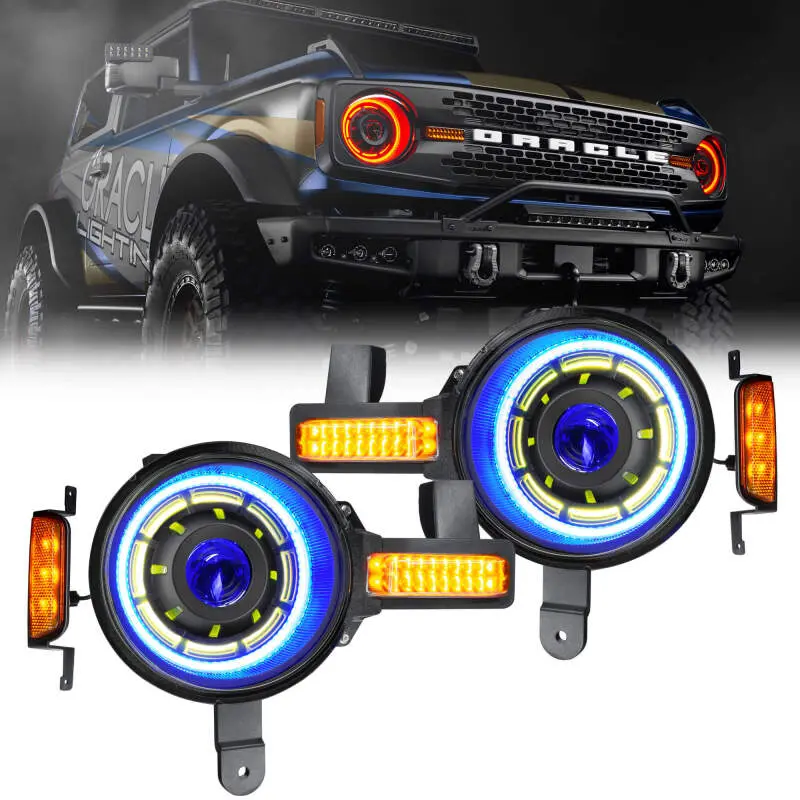 Oracle 2021+ Ford Bronco Oculus Bi-Led Projector Headlights - Colorshift Led 1