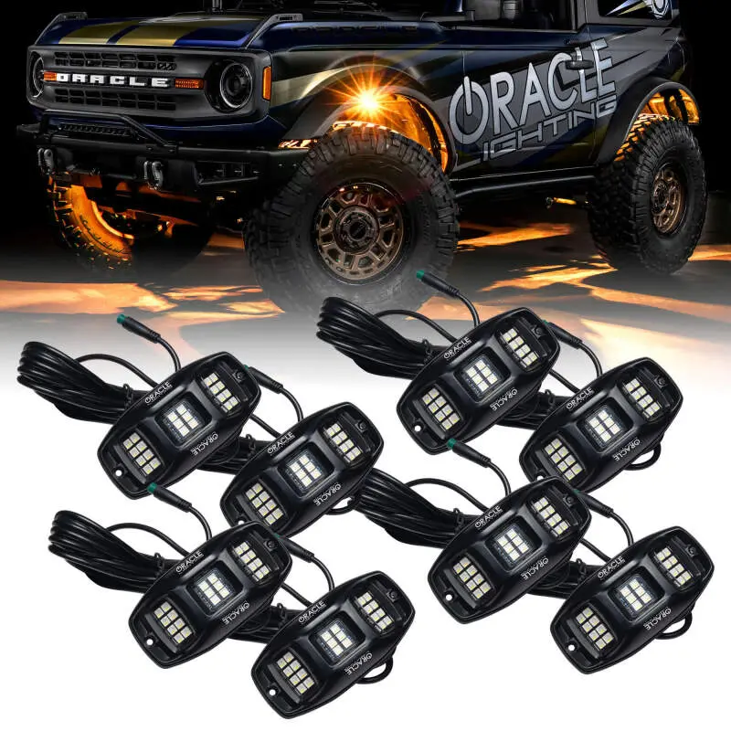 Oracle Underbody Rgb+W Wheel Well Rock Light Kit - 8 Pcs - Colorshift 1