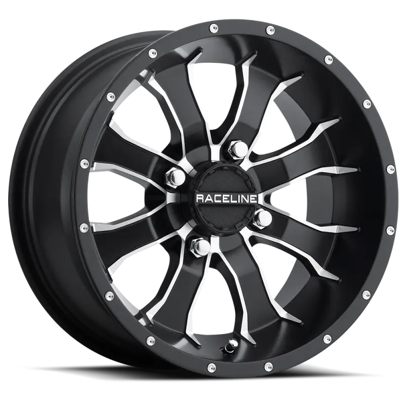 Raceline A77 Mamba 10X5in / 4X156 Bp / 18Mm Offset / 132.5Mm Bore - Black & Machined Wheel 1