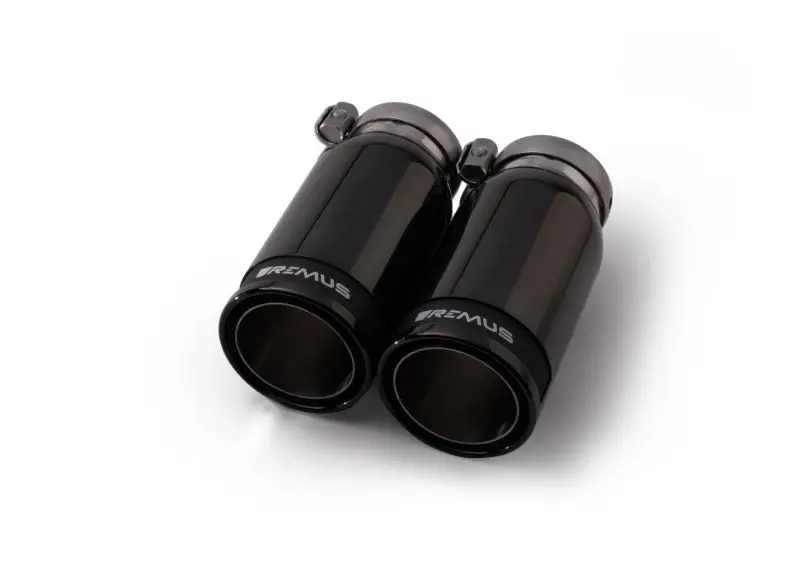 Remus Stainless Steel 84Mm Black Chrome Straight W/Carbon Insert Tail Pipe Set (Pair) 1