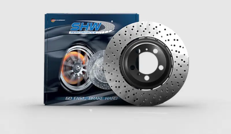 Shw 2003 Audi Rs6 4.2L Left Rear Cross-Drilled Lightweight Brake Rotor (4B3615601c) 1