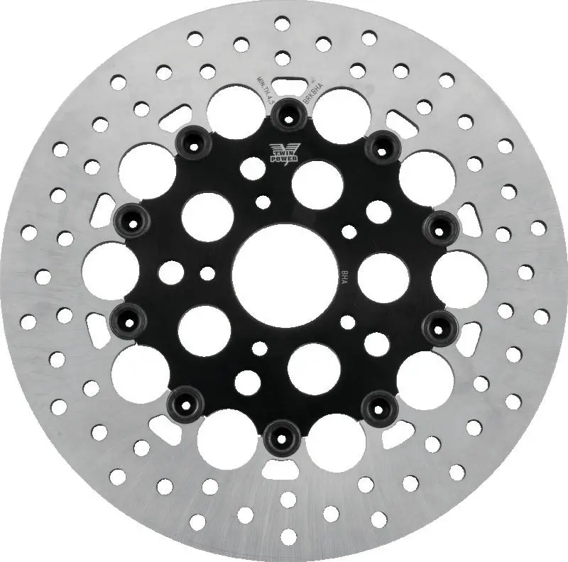 Twin Power 84-17 Big Twin Exc 11.8 And Lug Mount 84-13 Xl Front 11.5 Floating Rotor W/Holes Black 1