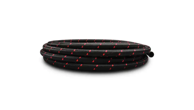 Vibrant -12 An Two-Tone Black/Red Nylon Braided Flex Hose (20 Foot Roll) 1