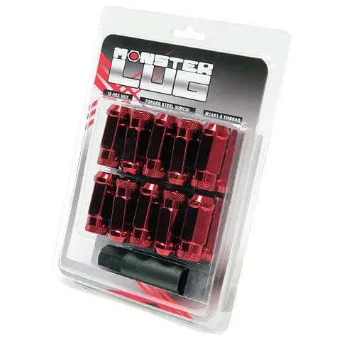 Wheel Mate Monster Locking Lug Nut Set Of 4 - Red 14X1.50 1