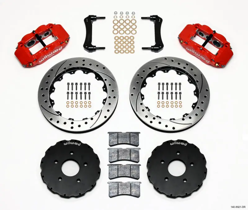 Wilwood Narrow Superlite 6R Front Hat Kit 13.06In Drill Red 2005-Up Corvette C6 1