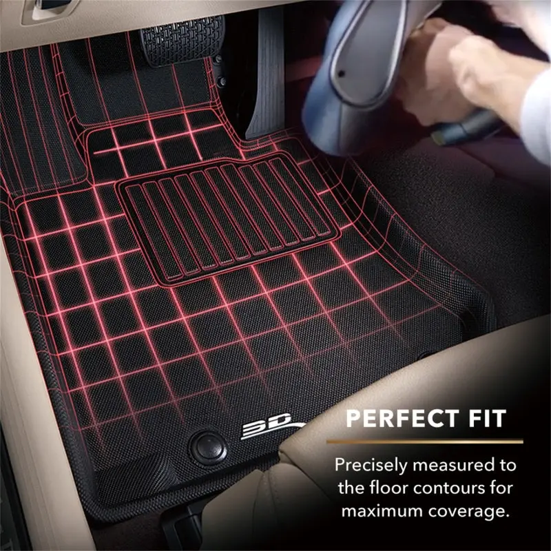 3D Maxpider Custom Floor Mats For 2021–2024 Ford Bronco – Kagu Design, First & Second Row, Black 2