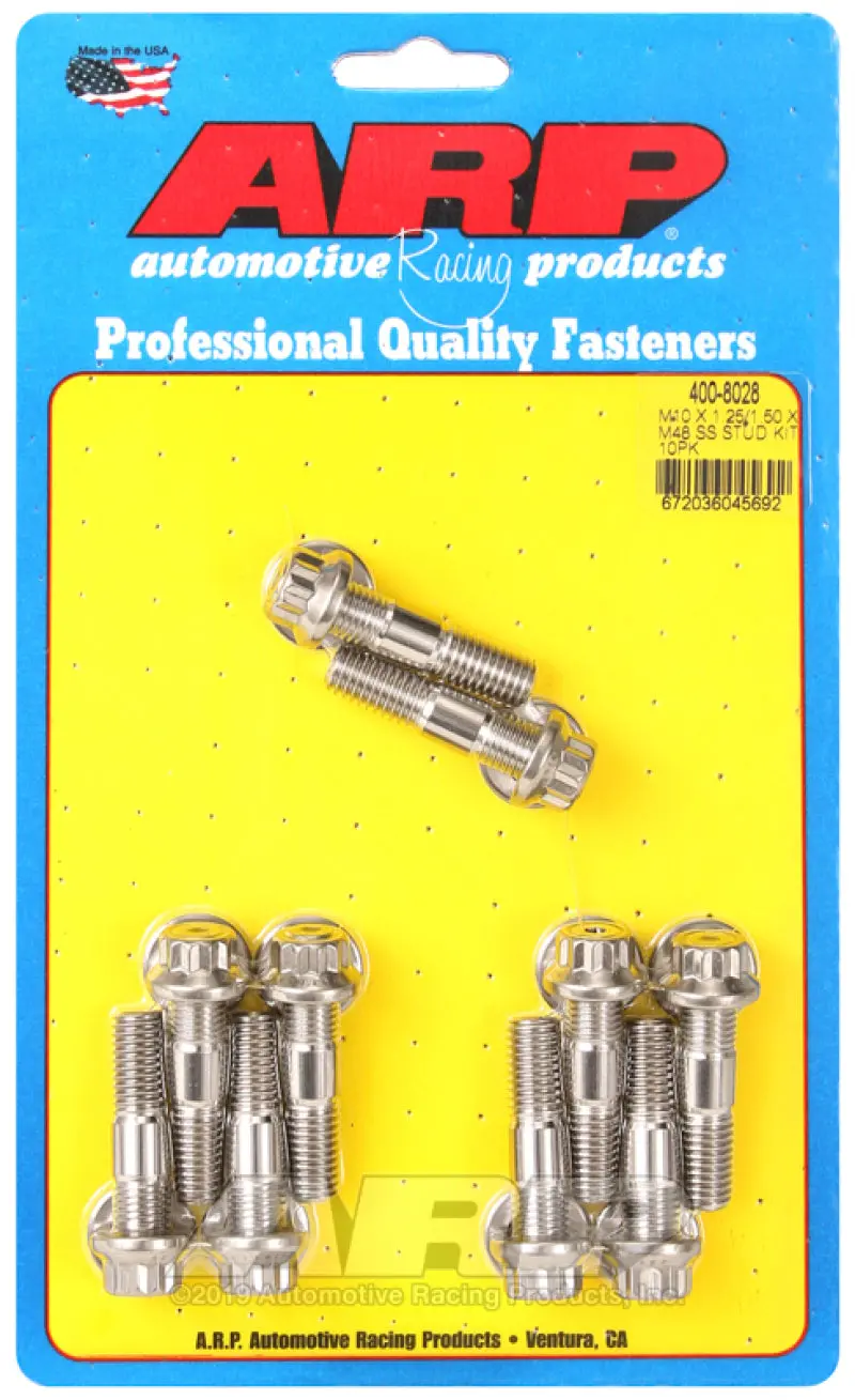 Arp M10 X 1.25/1.50 X 48Mm Broached 10 Piece Stud Kit 1