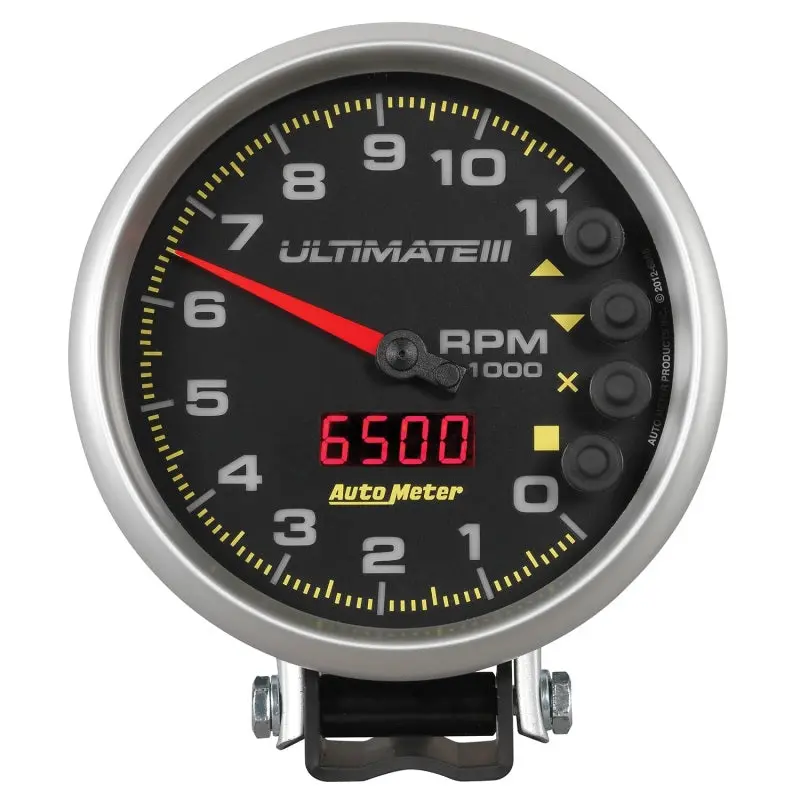 Autometer 5-Inch Digital Tachometer – 11,000 Rpm Range, Pedestal Mount, Datalogging & Playback (Ultimate Iii Black) 1