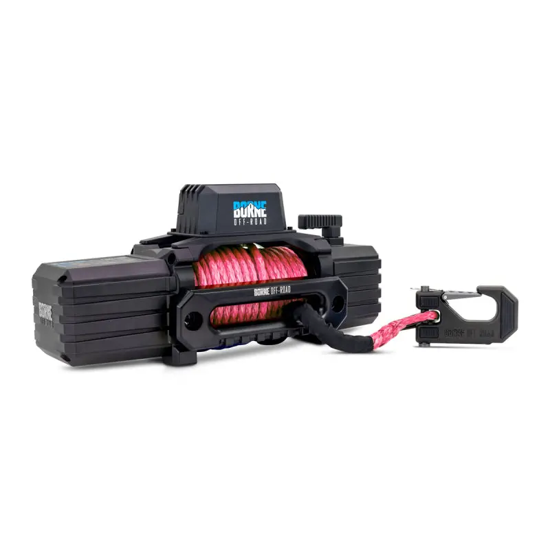 Borne Off-Road 10,000-Lb Winch With Pink Synthetic Rope – Compact Heavy-Duty Recovery Solution 1