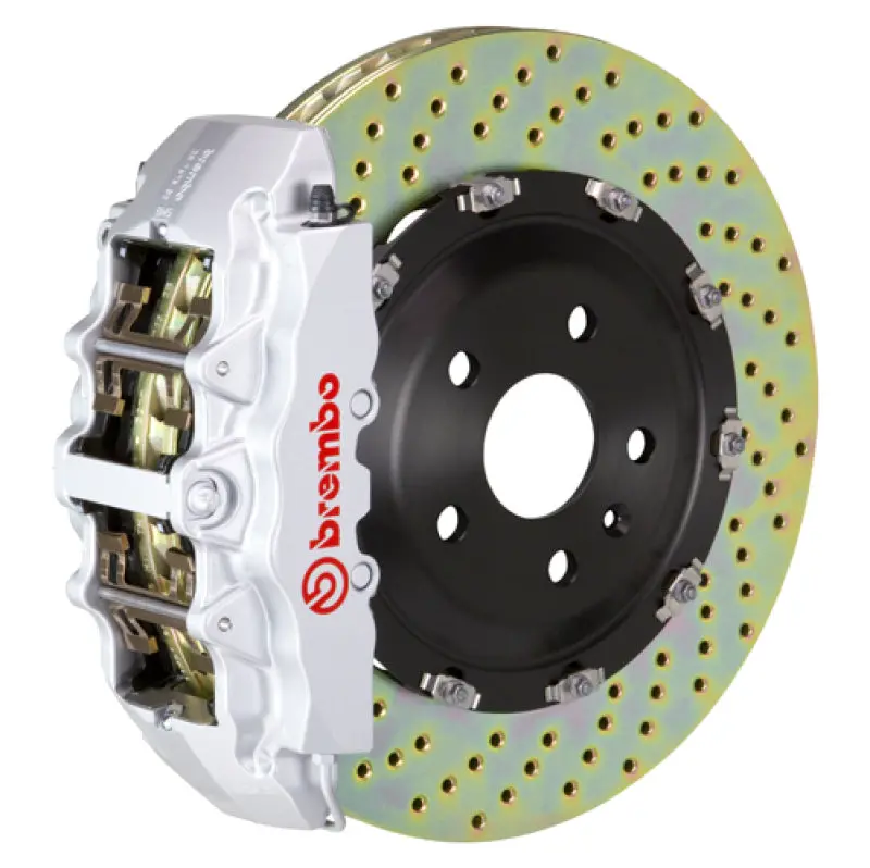 Brembo 03-08 Sl55 Amg Front Gt Bbk 8 Piston Cast 380X34 2Pc Rotor Drilled-Silver 1