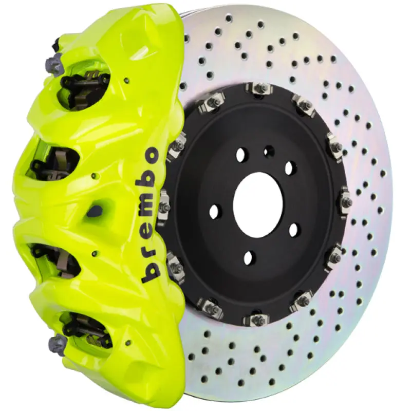 Brembo 18+ Sq5 (Fy) Front Gt Bbk 6 Piston Cast 380X34 2Pc Rotor Drilled- Fluo. Yellow 1