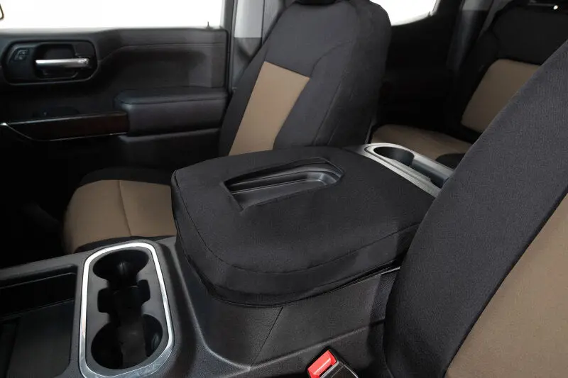 Covercraft Endura Precisionfit Front Seat Covers For 2019–2024 Chevrolet Blazer – Tan/Black Polycotton Blend 1