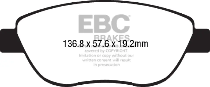Ebc Redstuff Ceramic Front Brake Pads For 2014–2017 Fiat 500 – Low-Dust Performance Compound 1