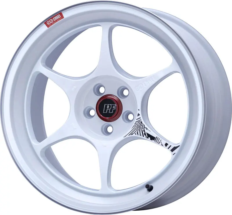 Enkei Pf06 18X9In 5X120 Bp 28Mm Offset 72.5Mm Bore White Machined Wheel 1
