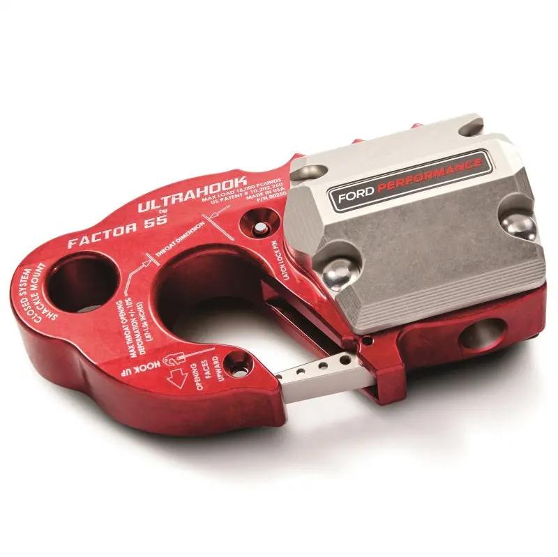 Ford Racing Factor 55 Ultrahook Recovery Hook With Rope Guard — Red Finish 1