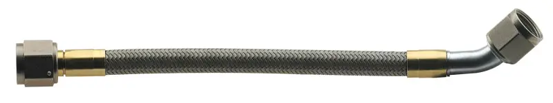 Fragola -6An Stainless Steel Hose Assembly – Straight-To-45° Fitting, 24-Inch Length With Steel Nut 1