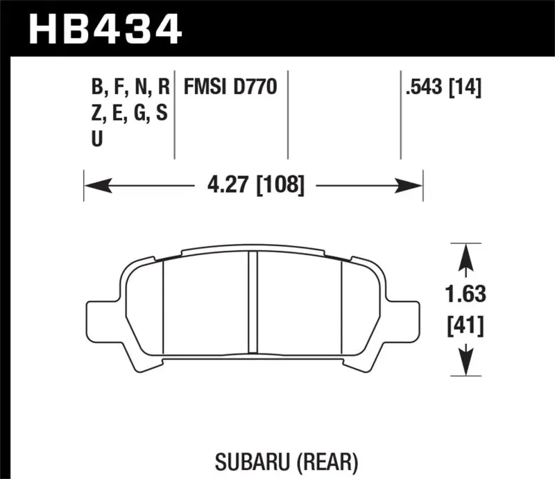 Hawk Hp Plus Rear Brake Pads For 2002–2003 Subaru Wrx & 2005–2008 Legacy Gt 1