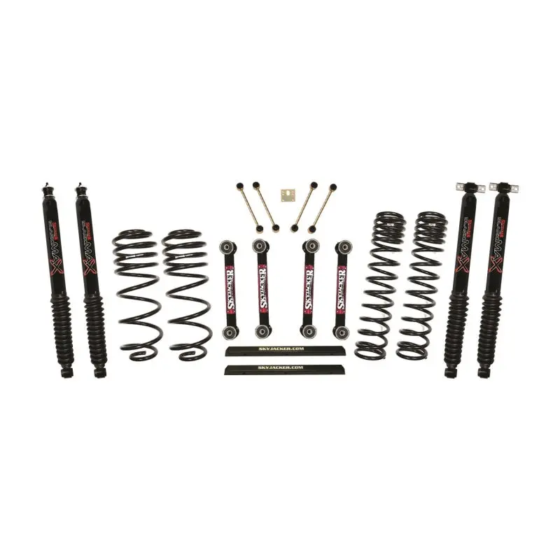 Skyjacker 4-Inch Dual-Rate Long-Travel Suspension Kit For Jeep Tj/Lj – Front & Rear W/ Black Max Shocks 1