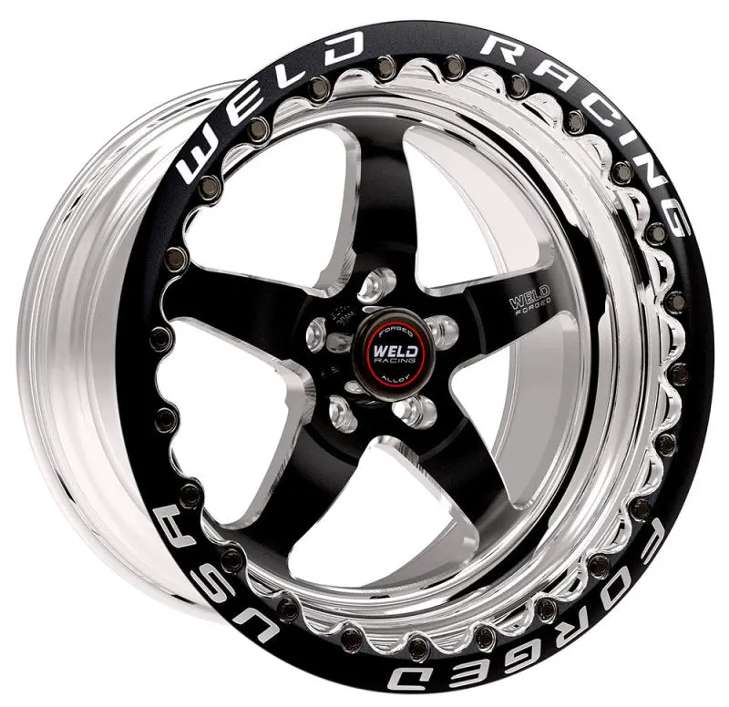 Weld S71 Black Beadlock Wheel – 17X12In, 5X4.75 Bolt Pattern, 8.8In Backspace, Medium Pad Finish 1