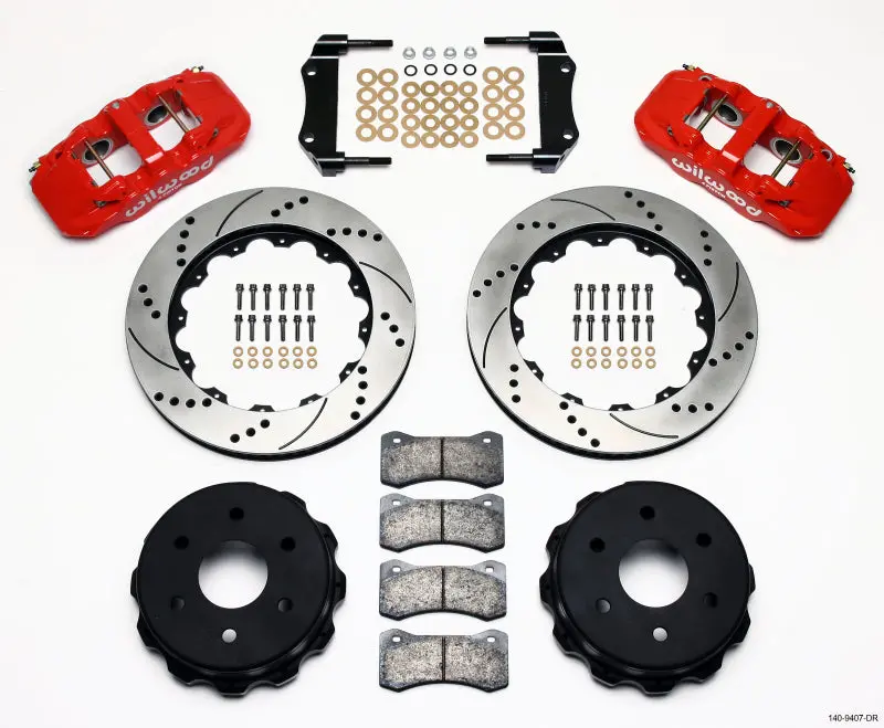 Wilwood Aero4 Reartruck Kit 14.25In Drill Red 1999-2010 Gm 1500-Suv 1 Piston Oe Caliper 1