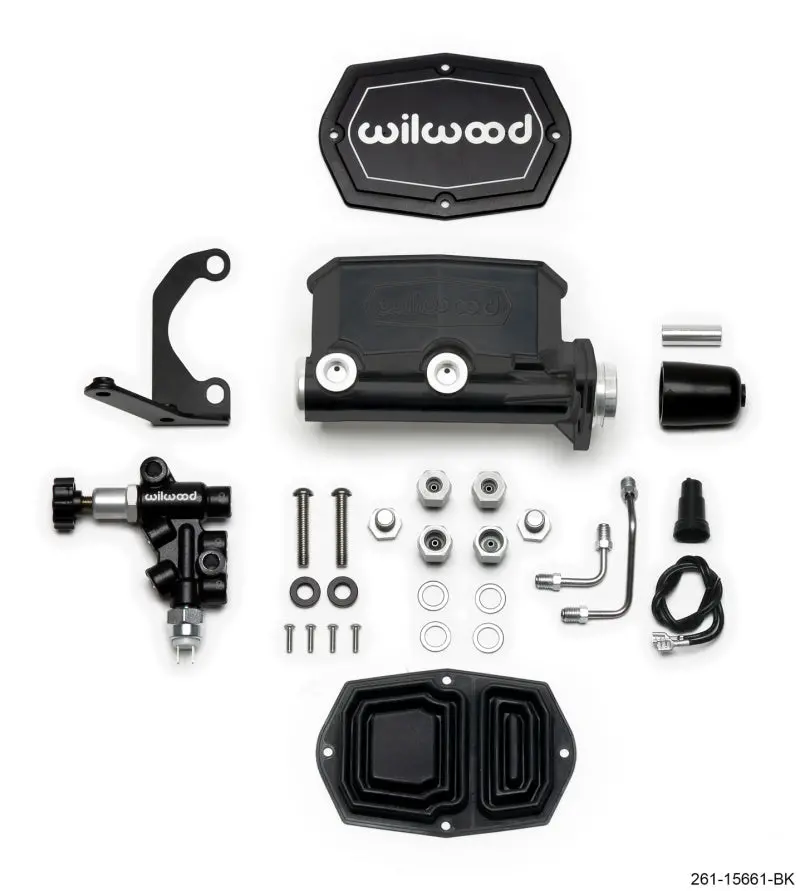 Wilwood Compact Tandem M/C - 1In Bore W/Rh Bracket And Valve - Black 1