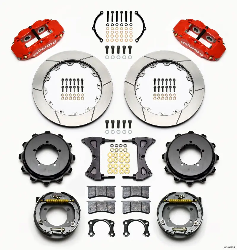 Wilwood Narrow Superlite 4R Rear Brake Kit – 12.88" Drilled Rotors, Red Calipers, Speedway Engineering Floater System & Updated End Hardware 1
