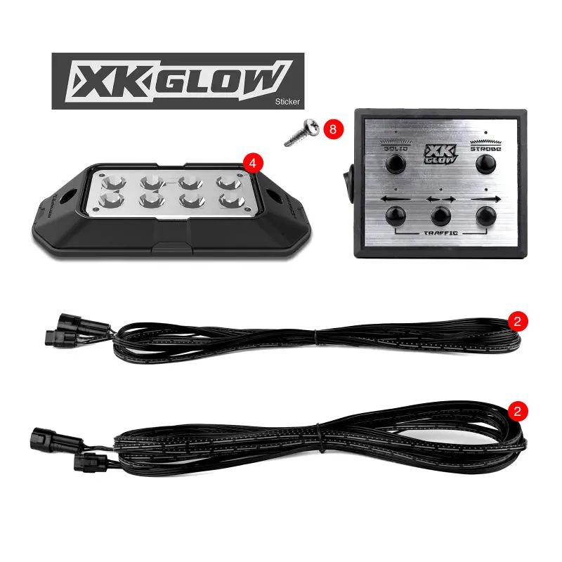 Xk Glow Strobe Light Pod Kit – Amber Leds, Traffic Modes, Solid-On Option, 4-Piece Set 1